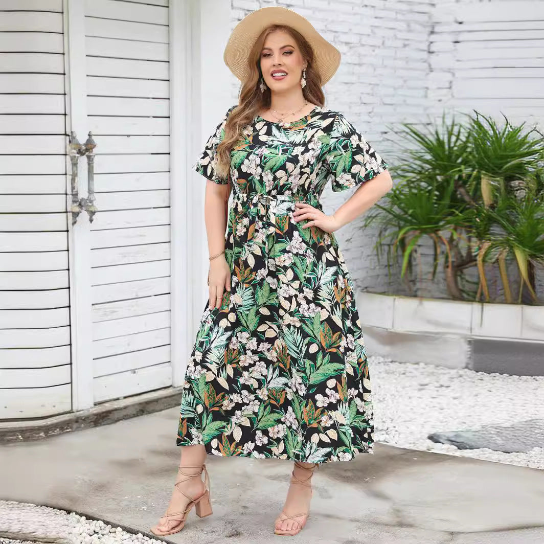 Robe maxi femme avec un ruban finement conçu et un motif intemporel Levoire