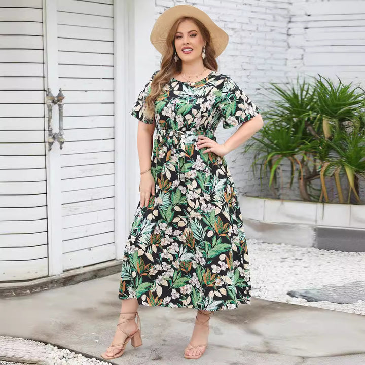 Robe maxi femme avec un ruban finement conçu et un motif intemporel Levoire