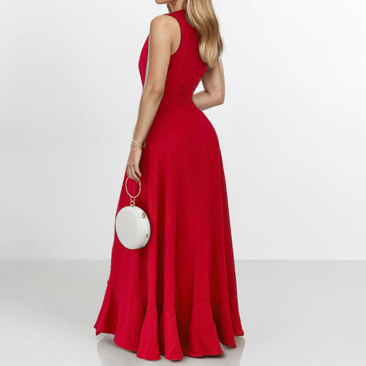 Robe maxi élégante pour femmes avec ourlet asymétrique et détails à volants Levoire