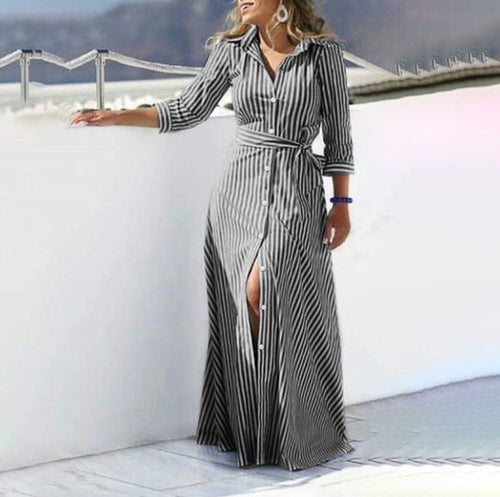 Levoire | Robe Maxi Moderne Tendance Avec Manches Longues Et Poches