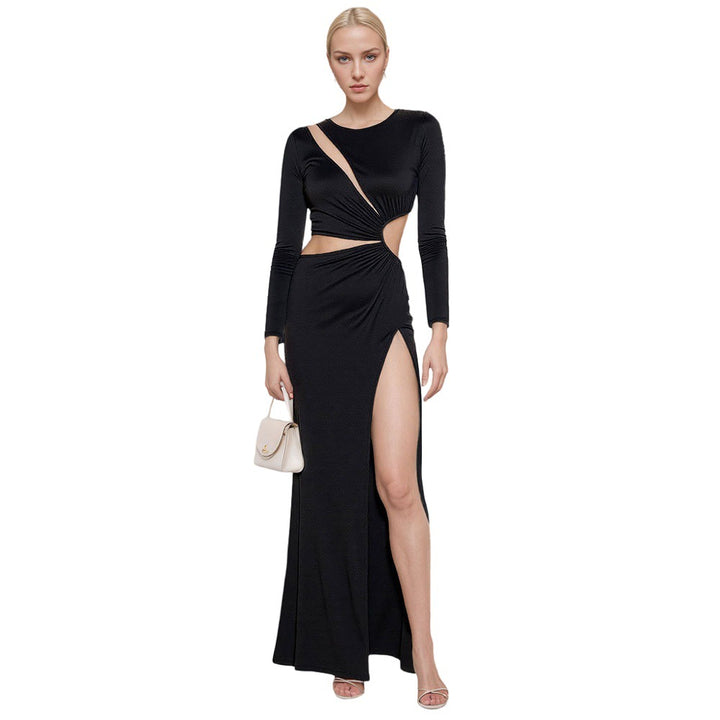 Robe maxi élégante pour femmes avec décolleté sculpté, accents ajustés et fente haute Levoire