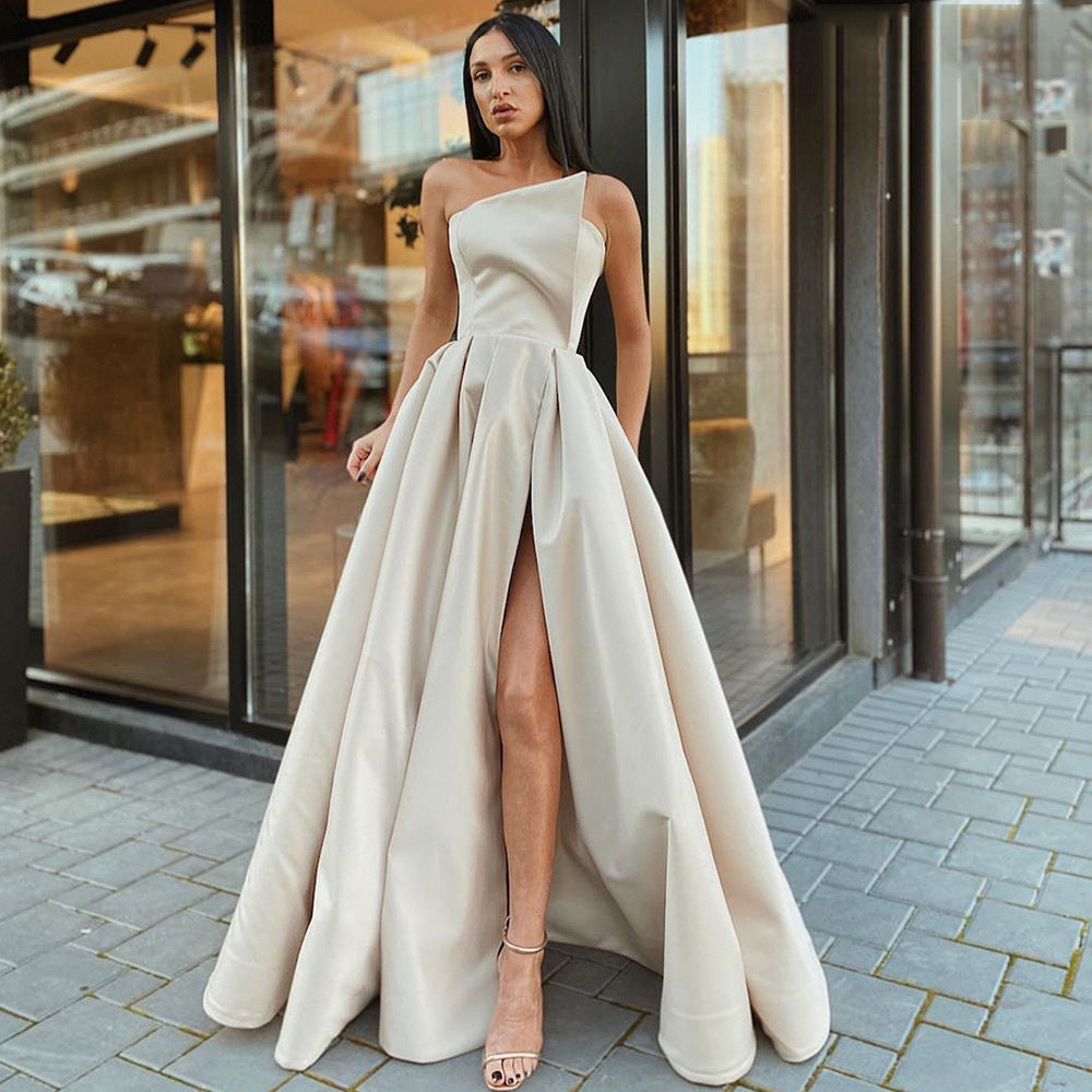 Levoire | Élégant Sexy Fendu Maxi Robe Blanc