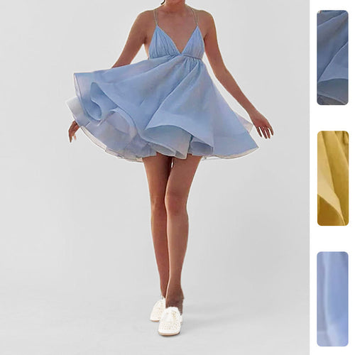 Robe décontractée d'été pour femmes avec décolleté en V profond et jupe évasée Levoire
