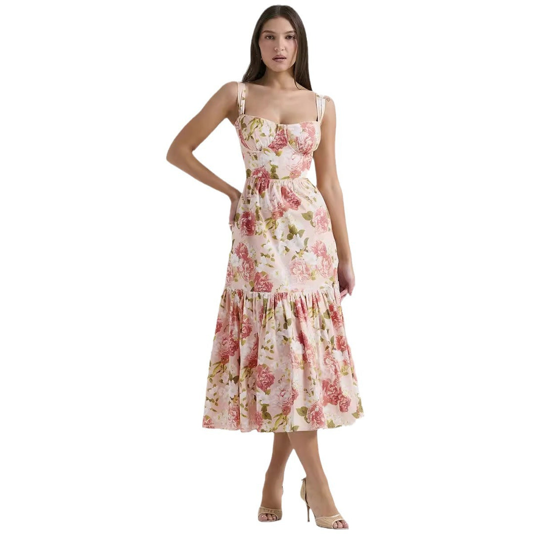 Robe Maxi Femme avec Design Floral et Poches Latérales Levoire