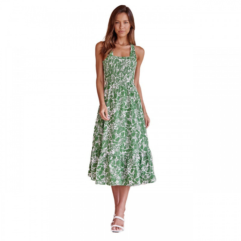 Robe maxi pour femmes avec un design floral romantique et un cordon de taille élastique Levoire