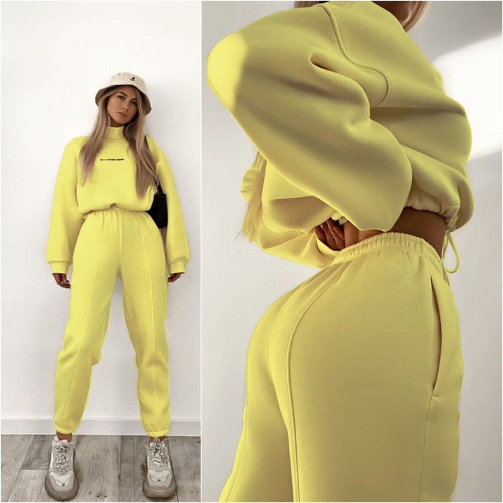 Levoire | Sweat à motifs pour femmes tendance deux pièces Jaune