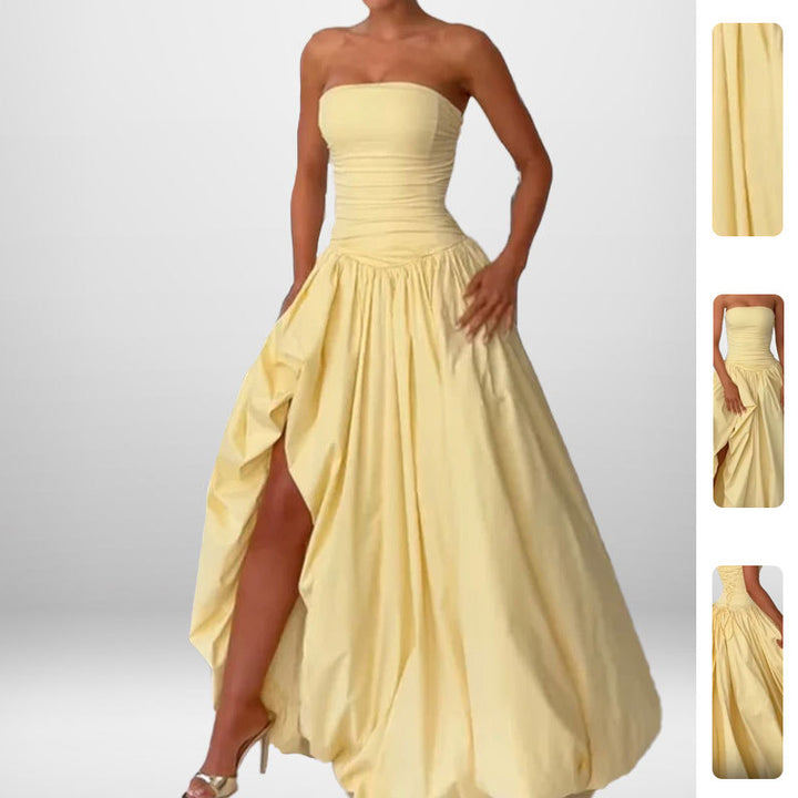 Robe maxi bandeau de haute qualité pour femmes avec fente élégante et jupe volumineuse Levoire