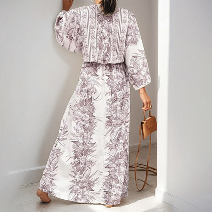 Robe maxi fluide pour femmes avec design floral et manches amples Levoire