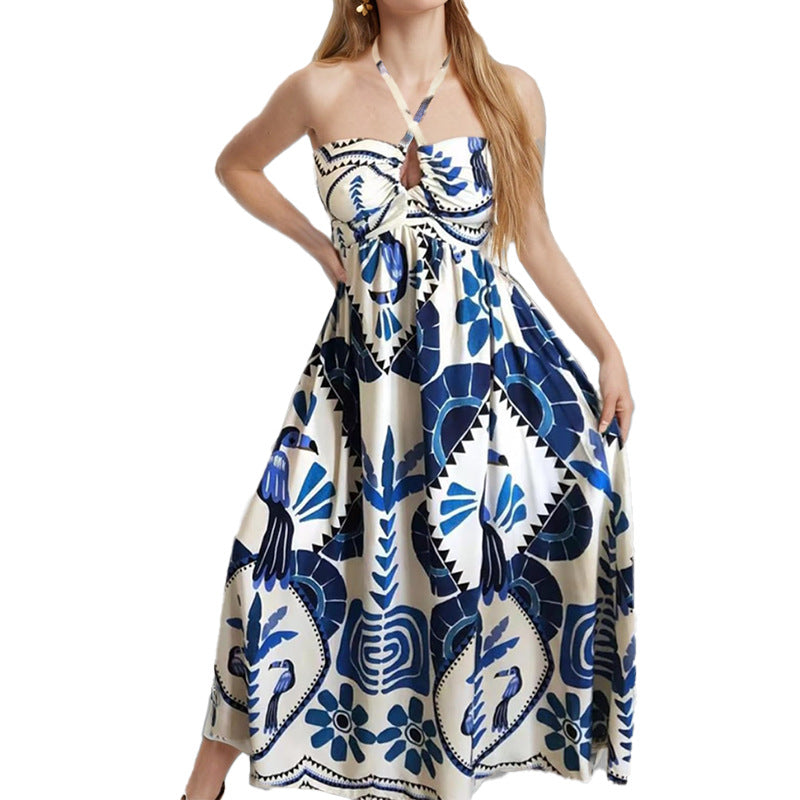 Robe Maxi d'Été Élégante pour Femmes avec Encolure Bandeau et Imprimé Floral Levoire