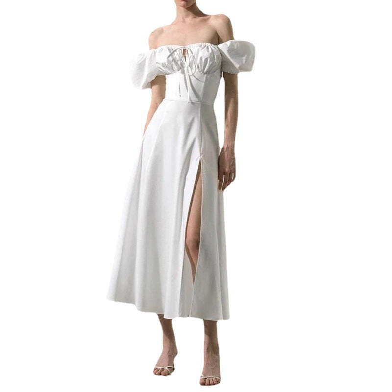 Robe maxi femme avec design off-the-shoulder et manches bouffantes volumineuses Levoire