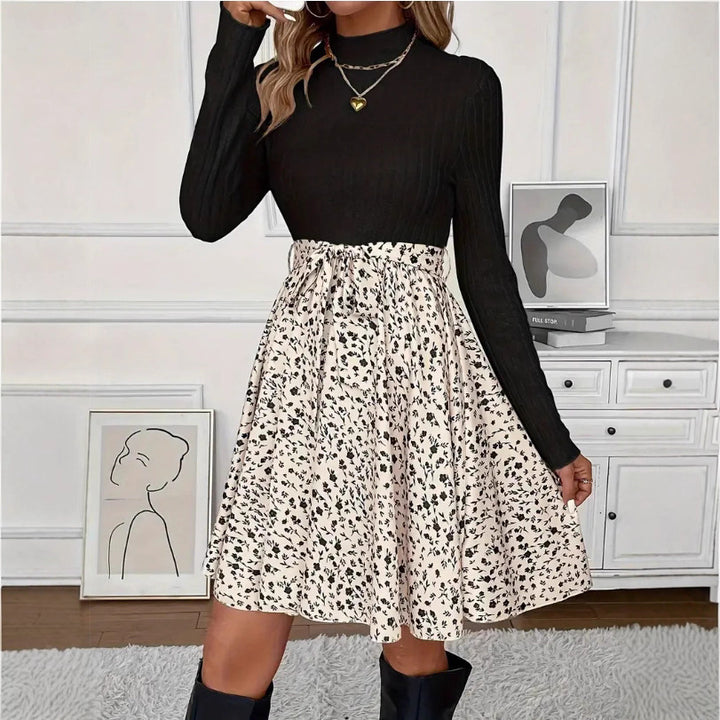 Robe mini femme avec haut contrasté et jupe florale Levoire