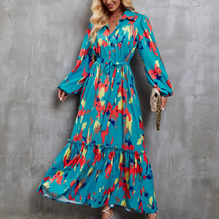 Robe Maxi Femme avec Manches Longues Tendance et Imprimé Floral Levoire