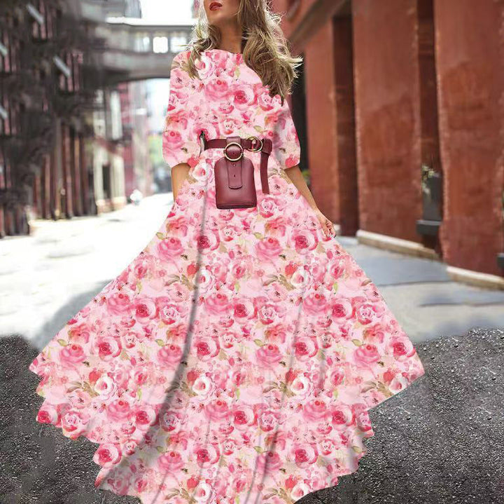 Levoire | Dress décontracté lumineux de vacances longue Rosa