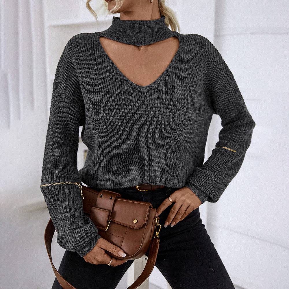 Levoire | Rento Libre Longue Manche Élégante Pull gris foncé