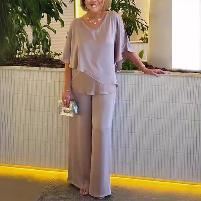 Levoire | Ensemble À Jambes Larges Sans Effort Khaki (Rapidement à la fin)