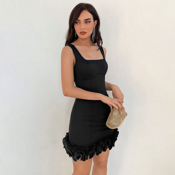 Robe de cocktail ajustée pour femmes avec une décoration de volants élégante Levoire