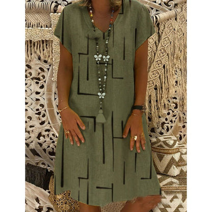 Levoire | Robe à encolure en V à motif tendance Olive vert