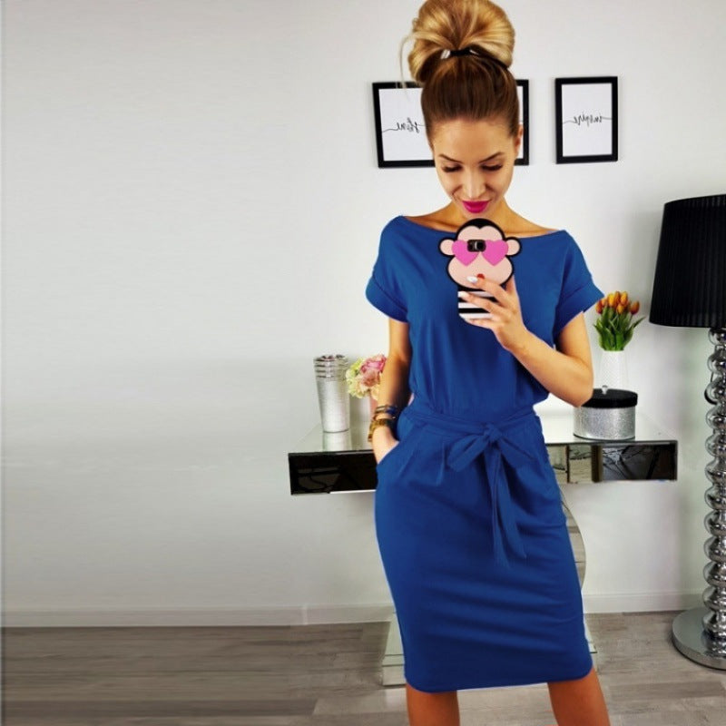 Robe midi femme avec élégante boutonnière et ceinture à nouer Levoire