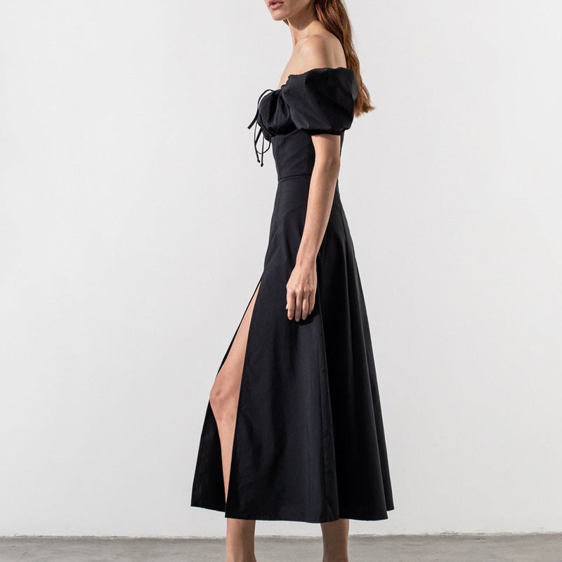 Robe maxi femme avec design off-the-shoulder et manches bouffantes volumineuses Levoire