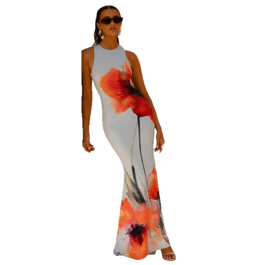 Robe Maxi Élégante pour Femmes avec Imprimé Floral et Coupe Ajustée Levoire