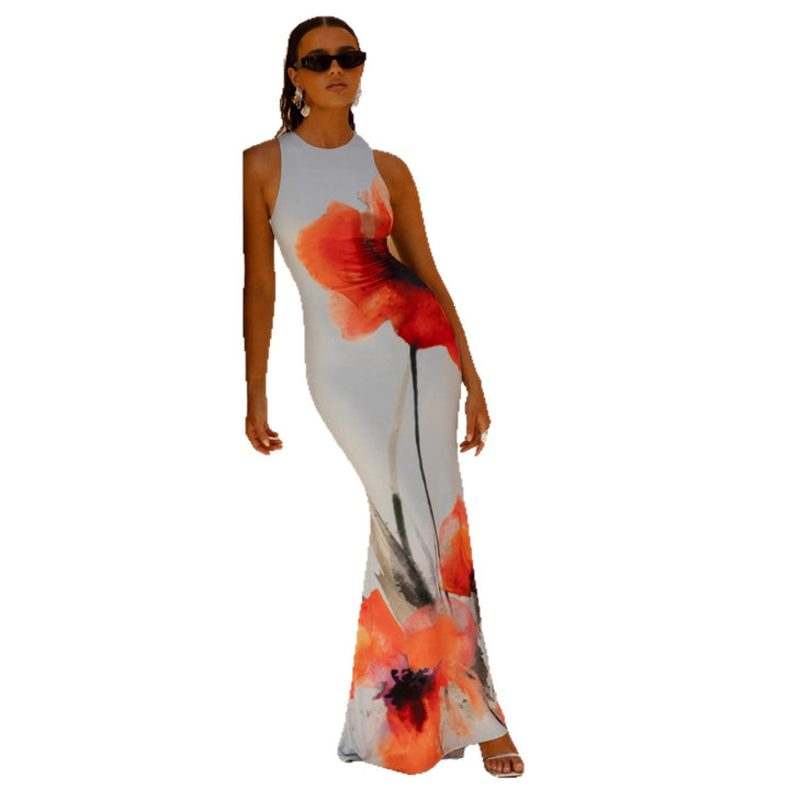Robe Maxi Élégante pour Femmes avec Imprimé Floral et Coupe Ajustée Levoire