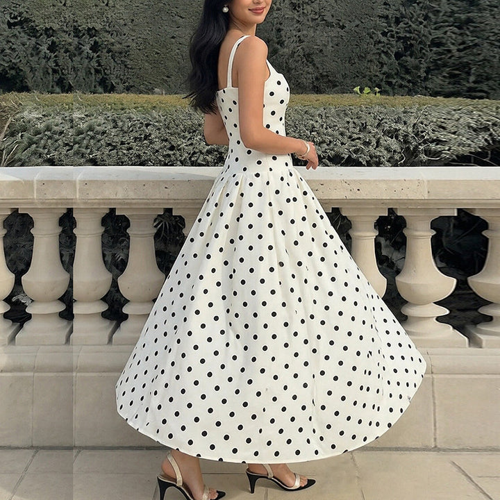 Robe maxi élégante à pois pour femmes Levoire