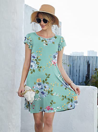 Robe d'été florale pour femmes avec détails envolés et jupe évasée Levoire