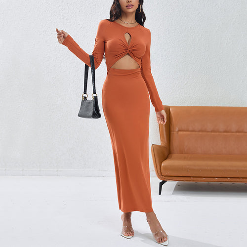 Robe portefeuille femme avec découpe décorative et manches longues Levoire