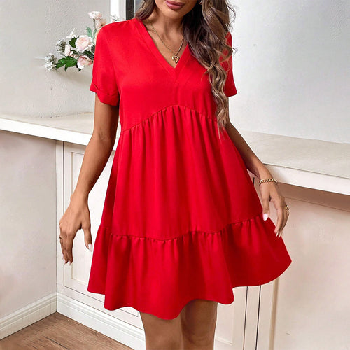 Robe décontractée pour femme avec décolleté en V et jupe évasée Levoire