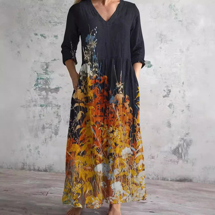 Levoire | Chic Print V-décolleté Robe Midi