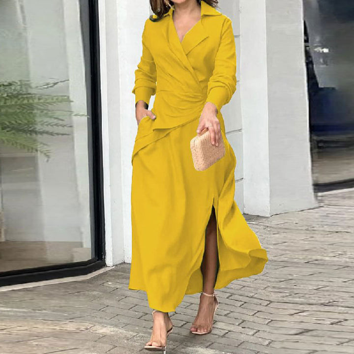 Robe élégante à enrouler pour femmes avec coupe cintrée et manches longues Levoire