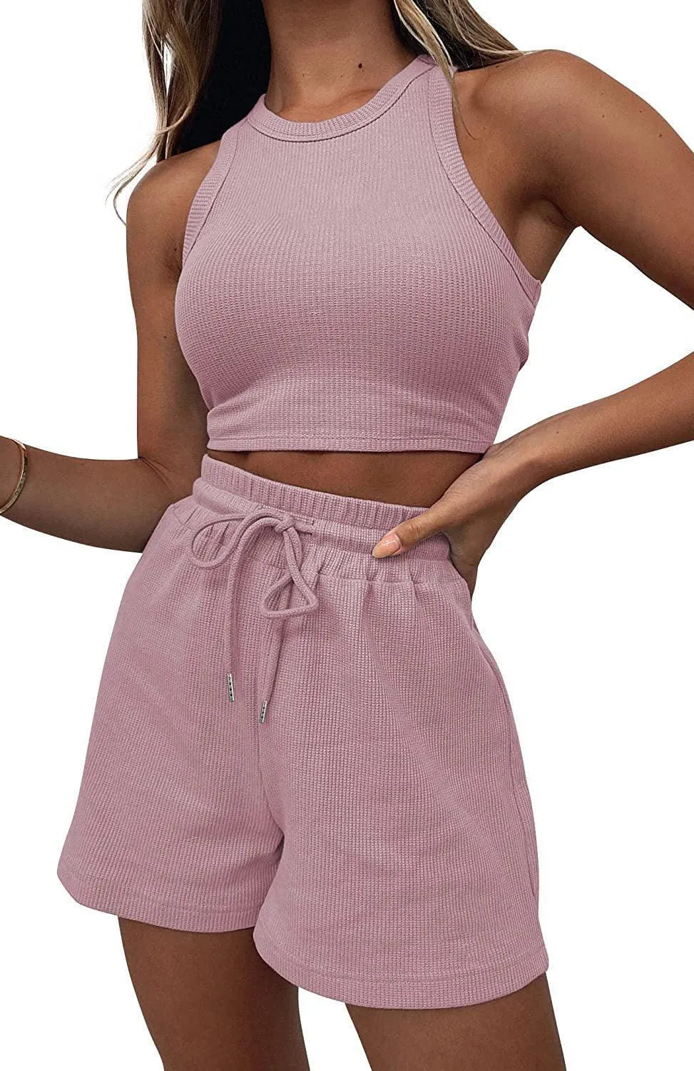 Levoire | Shorts de loisirs tendance unis avec un gilet Rosa
