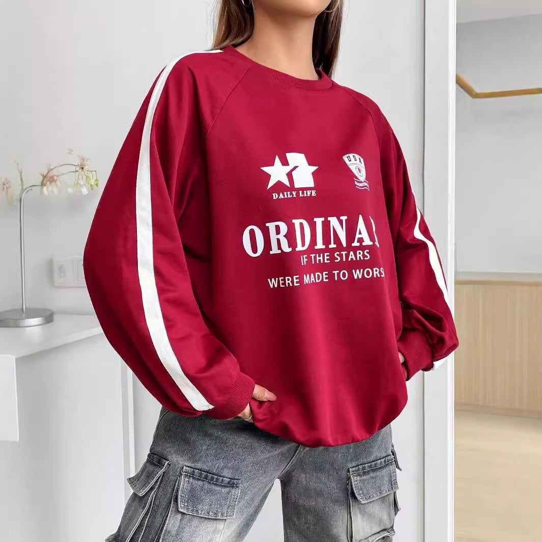 Sweatshirt décontracté pour femmes avec des graphiques créatifs et des manches volumineuses Levoire