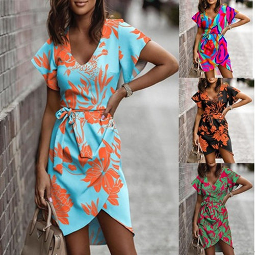 Robe portefeuille femme avec imprimé floral et nœud élégant Levoire