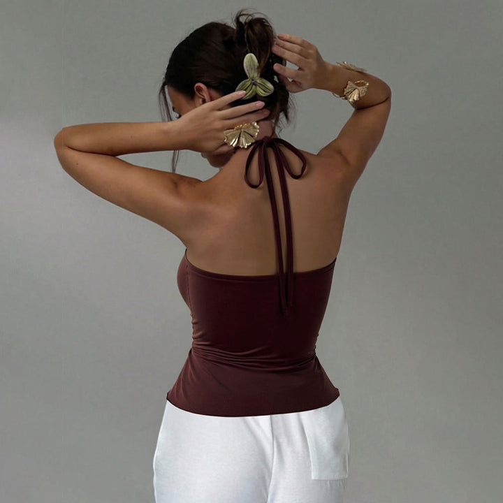 Top enveloppant pour femmes avec drapage élégant et col ajustable Levoire