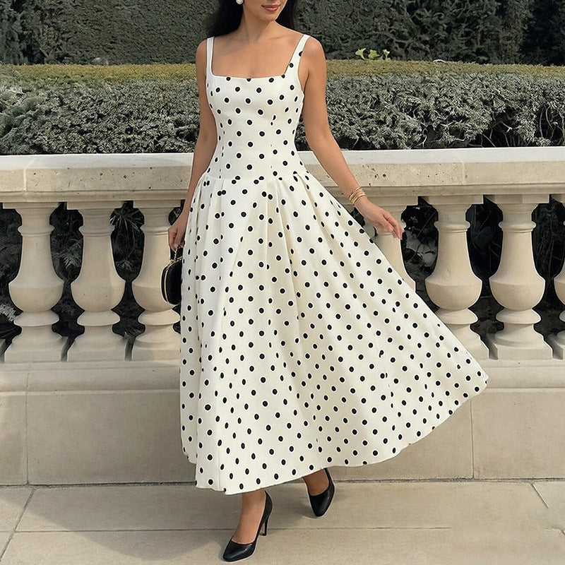 Robe maxi élégante à pois pour femmes Levoire