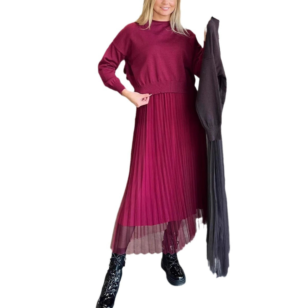 Robe maxi plissée pour femmes avec superposition élégante et haut chic Levoire