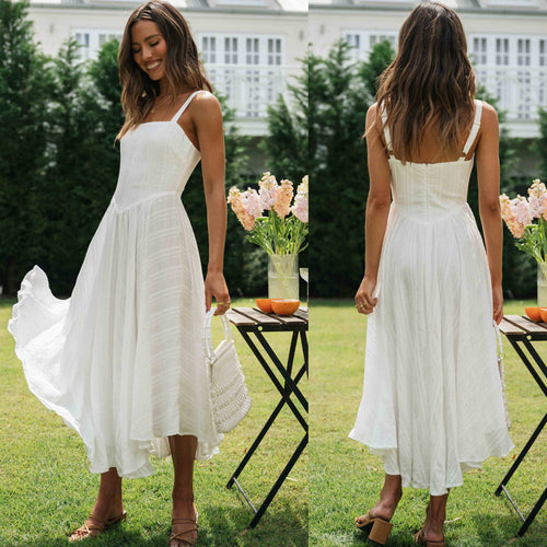 Robe maxi sans manches pour femmes avec jupe fluide et coupe sophistiquée Levoire
