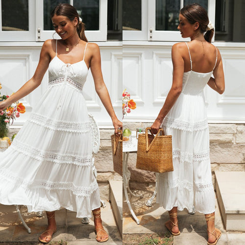 Robe maxi femme avec un nœud ludique et de délicates volants Levoire