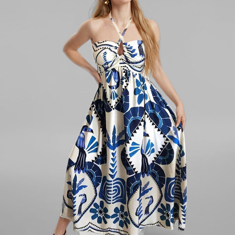Robe Maxi d'Été Élégante pour Femmes avec Encolure Bandeau et Imprimé Floral Levoire