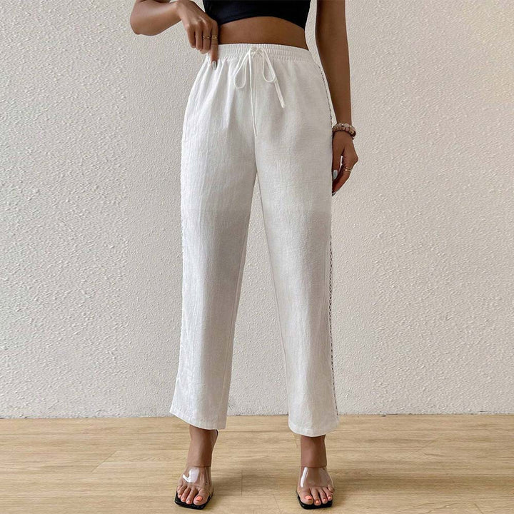 Pantalons larges en coton pour femmes avec détails de volants sur les côtés Levoire