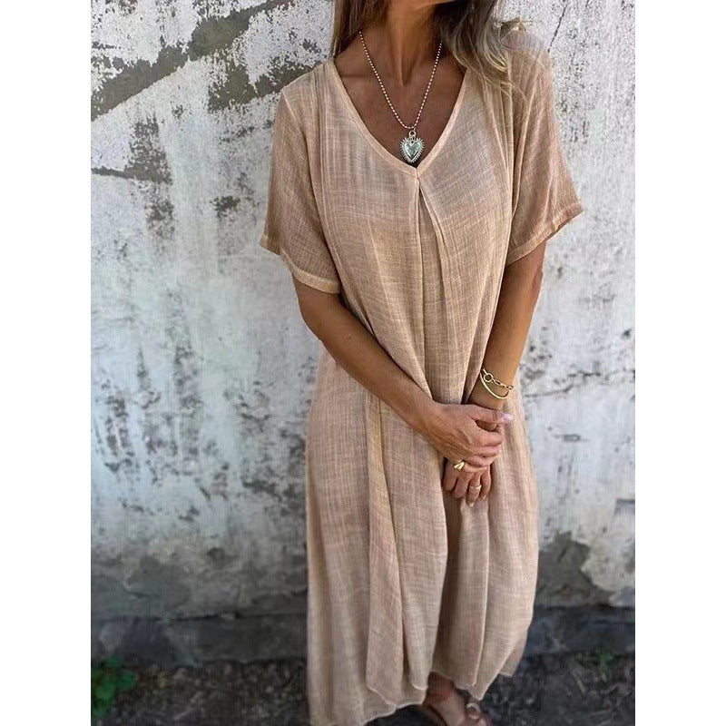 Levoire | Robe midi semi-formelle élégante à décolleté en V Abricot