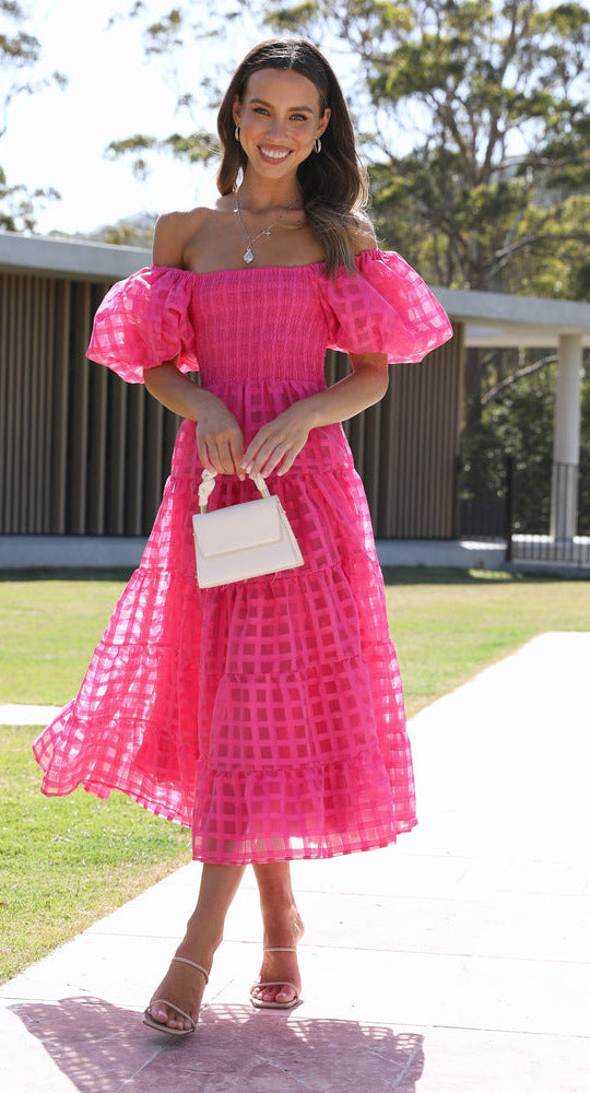 Robe maxi pour femmes avec des manches bouffantes aérées et un corsage froncé Levoire