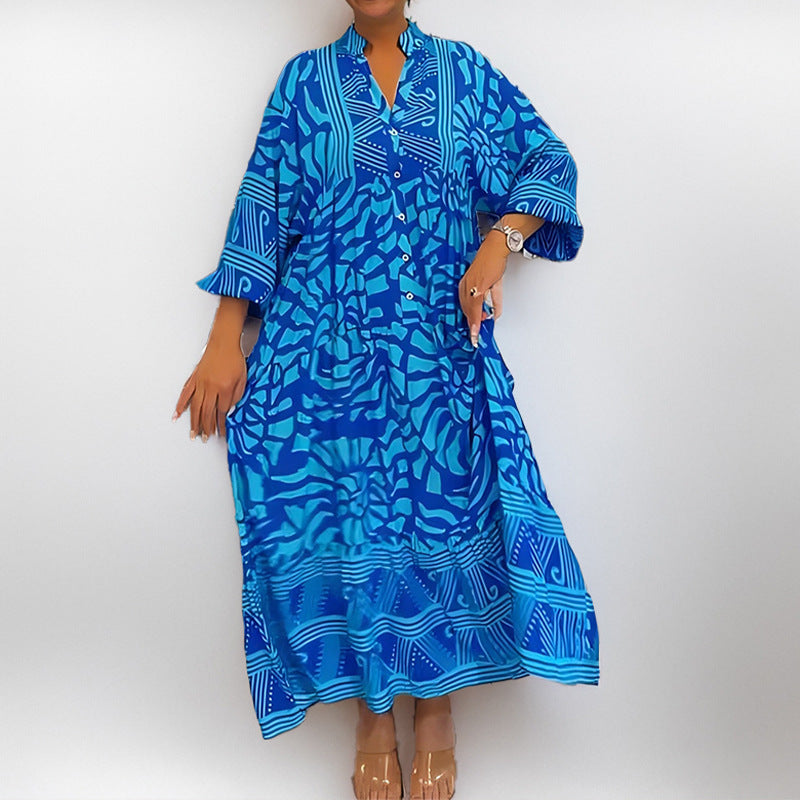 Robe Kaftan pour Femme avec Motif Tendance Levoire