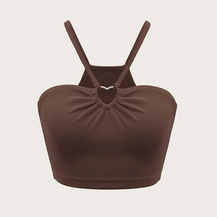 T-shirt court pour femmes avec des bretelles spaghetti réglables et un effet de drapé élégant Levoire
