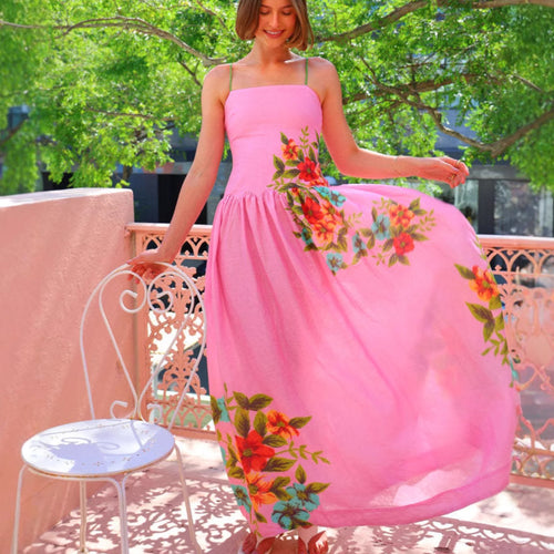 Robe maxi élégante pour femmes avec design floral et peplum Levoire