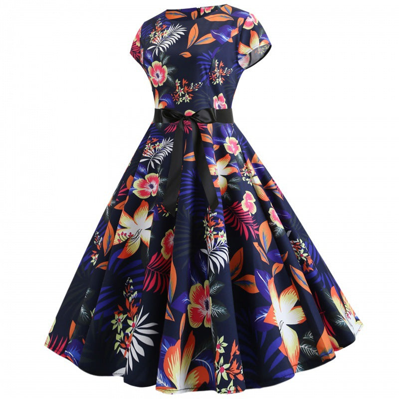 Robe midi pour femme avec design floral et jupe évasée Levoire