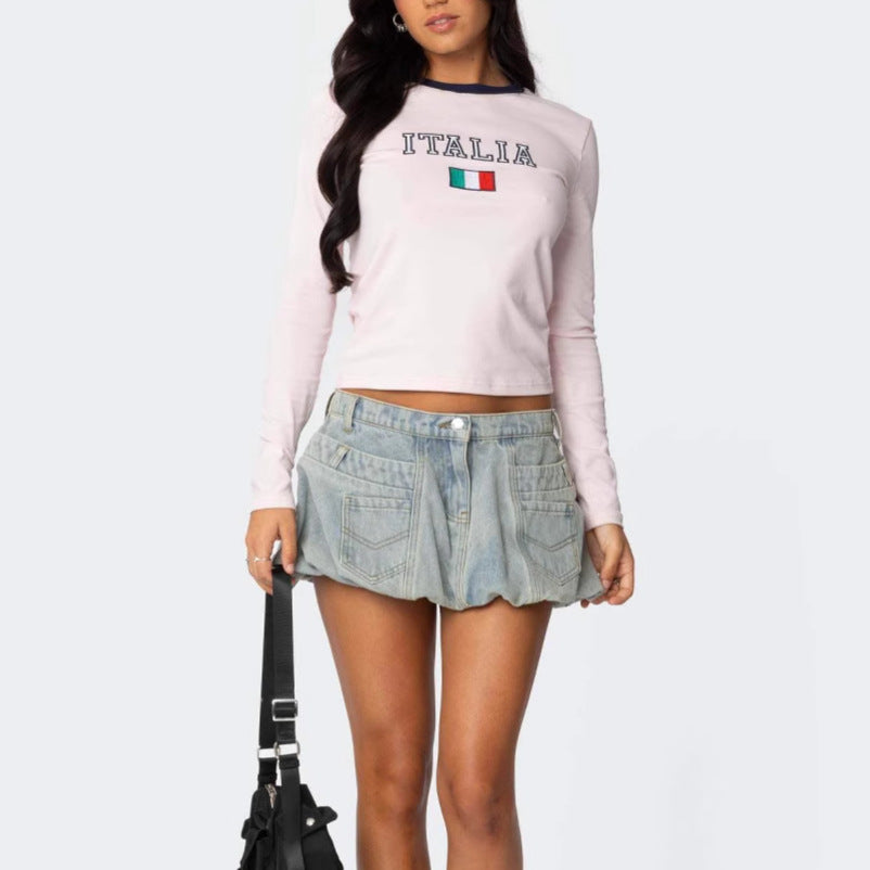 Chemise à manches longues pour femmes avec inscription italienne et design moderne Levoire