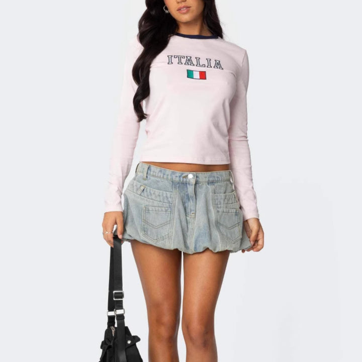 Chemise à manches longues pour femmes avec inscription italienne et design moderne Levoire