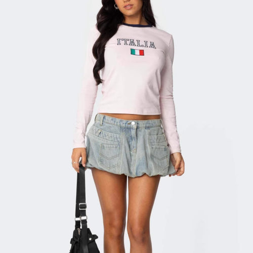 Chemise à manches longues pour femmes avec inscription italienne et design moderne Levoire